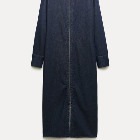 NWT ZARA ZIPPERED DENIM DRESS ZW COLLECTION Sz M - Picture 8 of 10